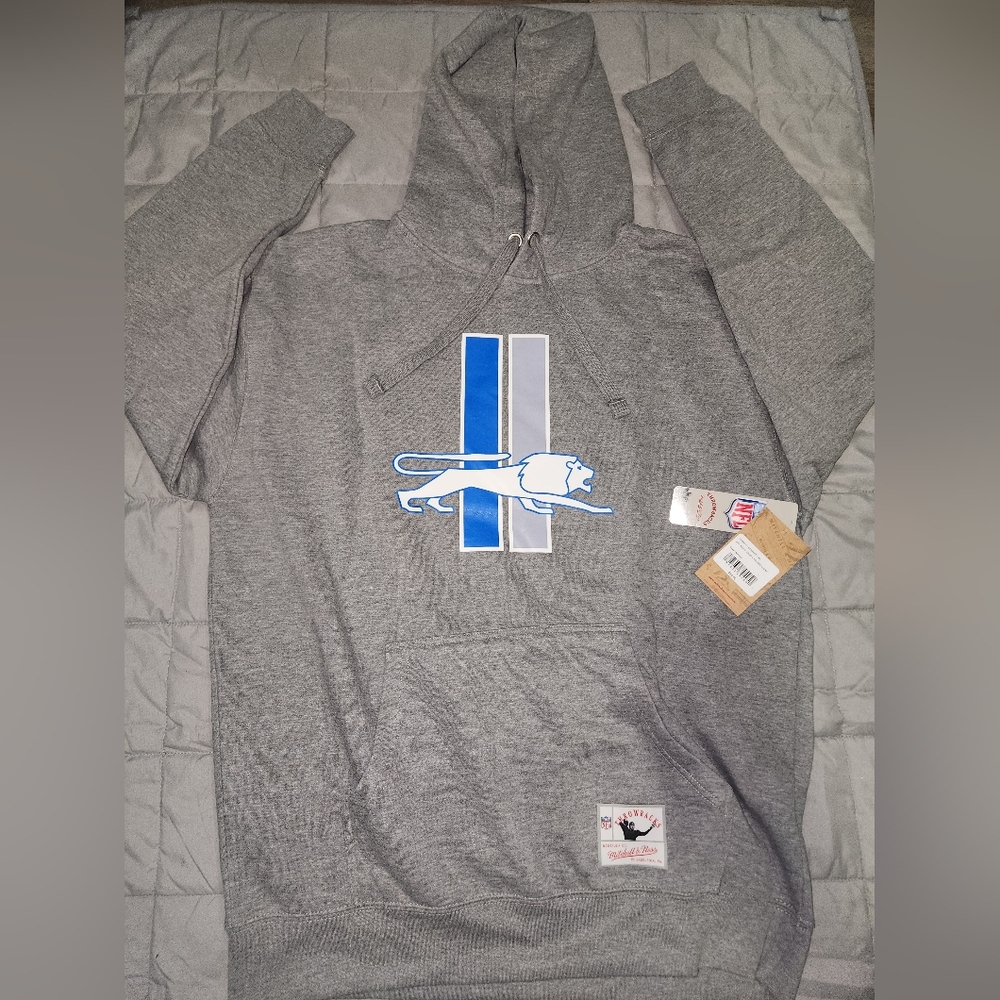 Detroit Lions Gray Throwback Logo Pullover Hoodie